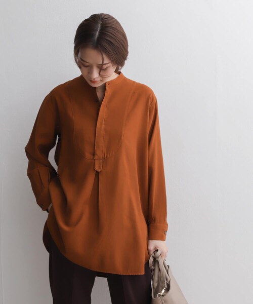 URBAN RESEARCH DOORS（アーバンリサーチドアーズ）の「ドレスシャツチュニック∴（チュニック・レディース・BROWN/OFF WHITE/L.GRAY・one/One）」の21枚目の写真