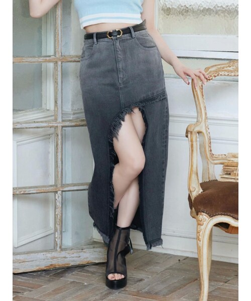 EATME（イートミー）の「カットオフスリットデニムスカート（デニムスカート・レディース・ブラック/ブルー/アイスブルー・S/M）」の10枚目の写真