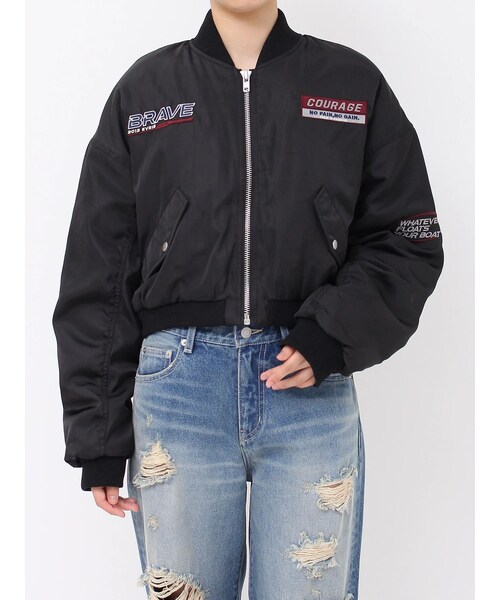 EVRIS（エヴリス）の「BIKER DESIGN MA-1（MA-1・レディース・グレー/ブラック/ネイビー・F）」の2枚目の写真