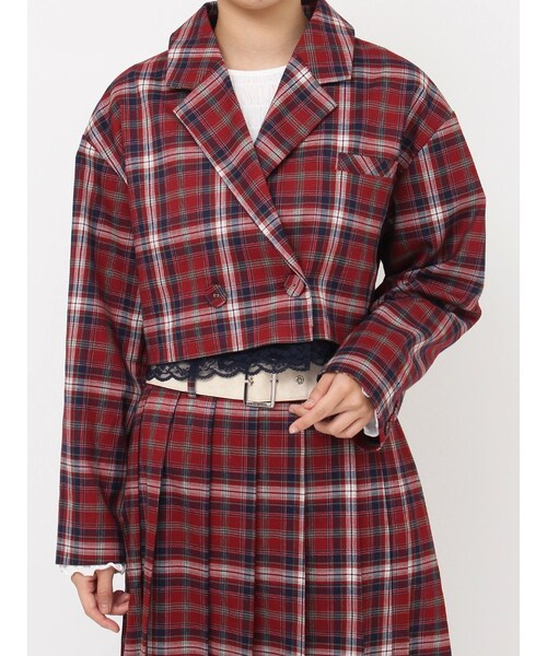 jouetie（ジュエティ）の「ヘムレースショートジャケット【セットアップ対応】（セットアップ・レディース・グレー/レッド/ブルー/ピンク・M）」の5枚目の写真