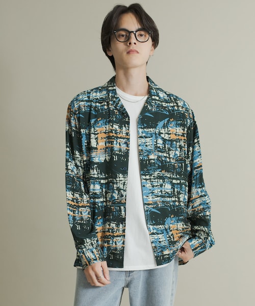 SENSE OF PLACE by URBAN RESEARCH(センスオブプレイスバイアーバンリサーチ)の「アソートパターンオープンカラーロングスリーブシャツ(シャツ/ブラウス・メンズ・BLK×CHA/L.BEG×GRN/NVY×BLU・M/L)」の3枚目の写真