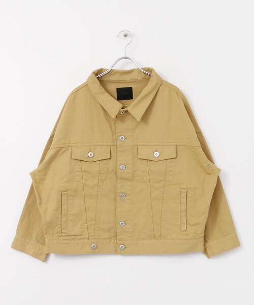 KBF(ケイビーエフ)の「オーバーサイズコットンジャケット(デニムジャケット・レディース・BEIGE/GREIGE/BLUE・one)」の7枚目の写真