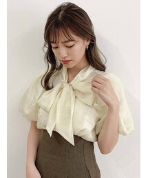 dazzlin | オーガンジーバルーンスリーブボウタイブラウス(シャツ/ブラウス)