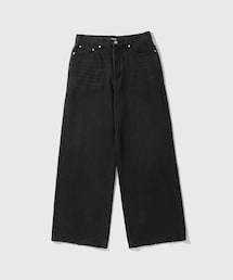 ADAM ET ROPE' | 【CODA/コーダ】BLACK WASHED DISTRESSED BREAK CUT WIDE STRIGHT JEANS(デニムパンツ)