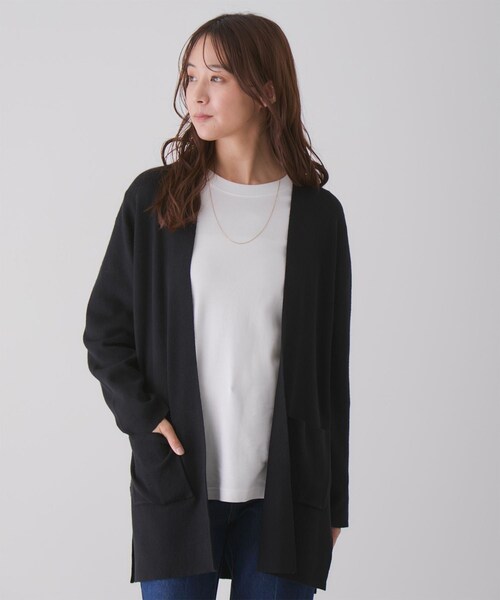 Jayro（ジャイロ）の「もちもちトッパーカーディガン（カーディガン/ボレロ・レディース・ブラック/グレー/ホワイト系/ベージュ/ネイビー・M）」の2枚目の写真