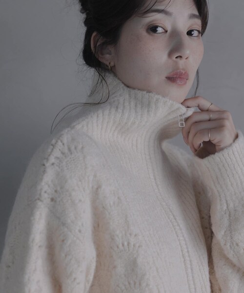 URBAN RESEARCH Sonny Label（アーバンリサーチサニーレーベル）の「ハーフZIPシャギーニットプルオーバー（ニット/セーター・レディース・オフ/グレー/グリーン・Free）」の5枚目の写真