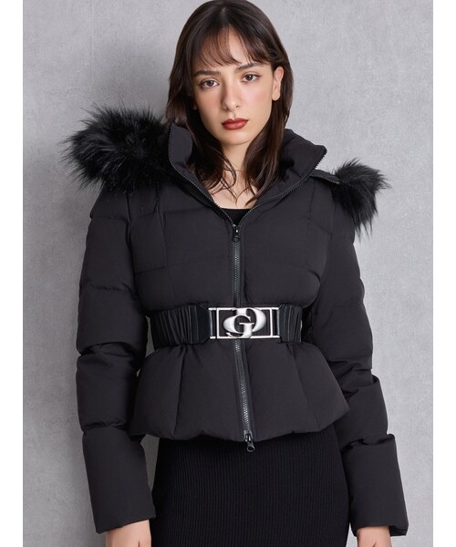 GYDA（ジェイダ）の「GDベルト付きショートダウンコート（ダウンジャケット/コート・レディース・オフホワイト/ブラック・F）」の4枚目の写真