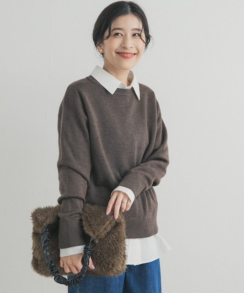 URBAN RESEARCH DOORS（アーバンリサーチドアーズ）の「Wフェイスボートネックニット（ニット/セーター・レディース・YELLOW/ASH MINT/BROWN/GRAY・Free）」の22枚目の写真