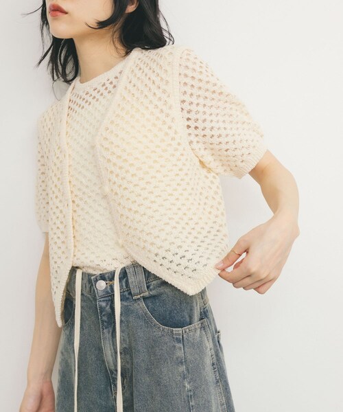 KBF（ケイビーエフ）の「ループヤーンメッシュベスト（ベスト・レディース・IVORY/YELLOW/BLACK・one）」の4枚目の写真