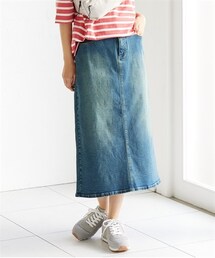 nissen | 大きいサイズすごのびストレッチデニムスカート（ゆったりヒップ）(デニムスカート)