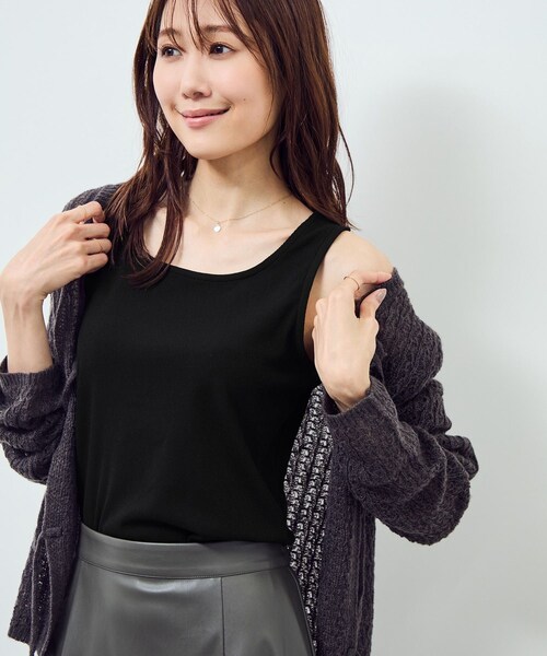 ROPE' PICNIC（ロペピクニック）の「ベーシックリブタンクトップ（タンクトップ・レディース・ブラック/オフホワイト/ブラウン/パープル系・M）」の9枚目の写真