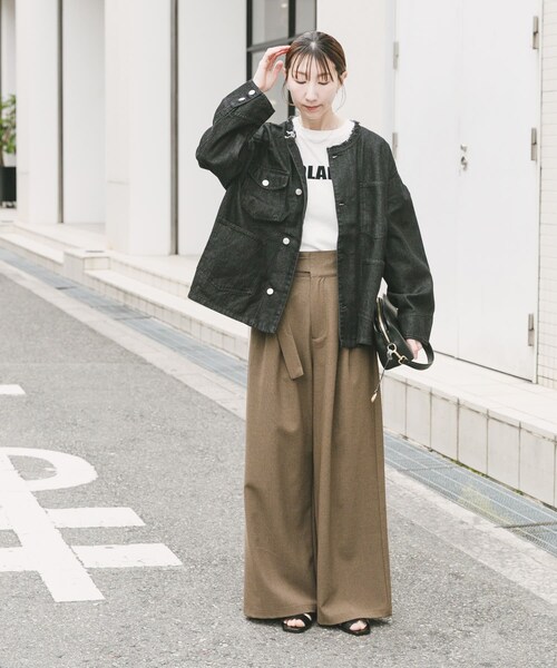 ITEMS URBANRESEARCH（アイテムズ アーバンリサーチ）の「デニムオーバーノーカラージャケット（デニムジャケット・レディース・BLU/GRY/BLK・Free）」の9枚目の写真