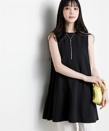 nissen | ふくれジャガードノースリーブフレアチュニック（イージーケア・接触冷感・ＵＶカット）＜大きいサイズ有＞(チュニック)