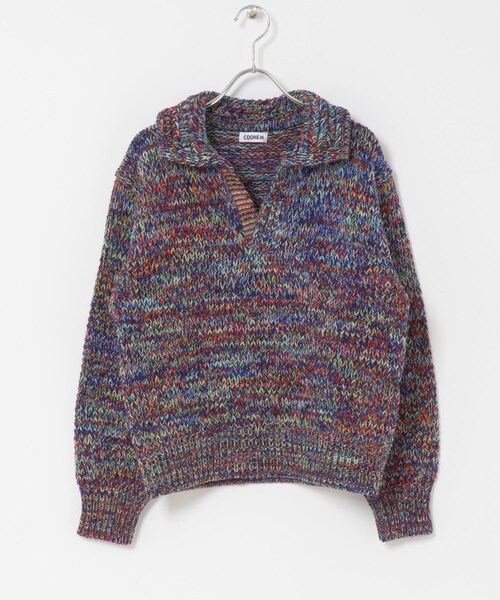 THE GOODLAND MARKET（ザグッドランドマーケット）の「米富繊維　COLORMIX BIG TENJIKU P/O（ニット/セーター・レディース・NAVY/RED・FREE）」の11枚目の写真