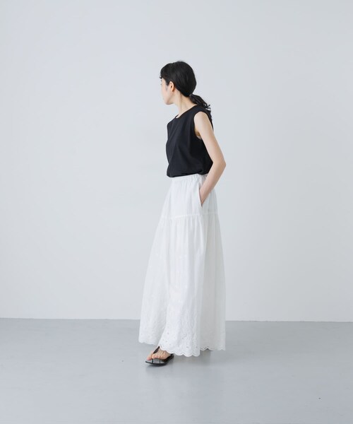 かぐれ（カグレ）の「フライスノースリーブカットソー（タンクトップ・レディース・GREGE/OFF/BLACK・FREE）」の18枚目の写真