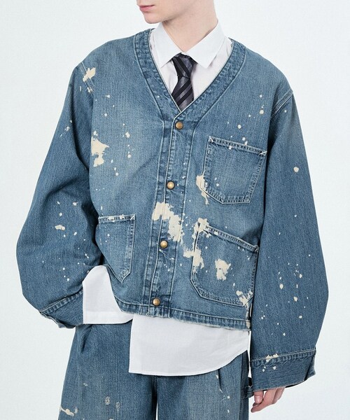 ADAM ET ROPE'(アダムエロペ)の「【Lee x BELPER x M】PAINT ENGINIEER SHORT JACKET(デニムジャケット・レディース・ブラック/ネイビー・L/M/XL)」の17枚目の写真