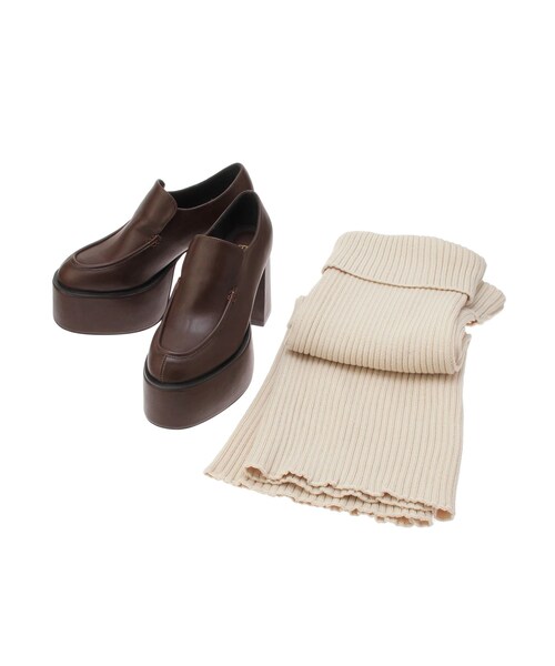 EVRIS（エヴリス）の「レッグウォーマーセットチャンキーヒールローファー（ブーツ・レディース・ブラック/ブラウン・S/M/L）」の12枚目の写真