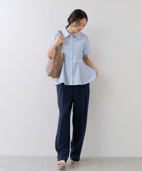 VIS(ビス)の「ペプラム切替キャップスリーブシャツ(シャツ/ブラウス・レディース・ネイビー/サックス/ピンク・F)」の5枚目の写真