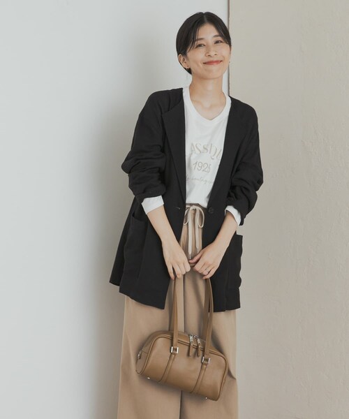 URBAN RESEARCH DOORS(アーバンリサーチドアーズ)の「ウエストドロストジャケット(テーラードジャケット・レディース・BLACK/BEIGE・M)」の8枚目の写真