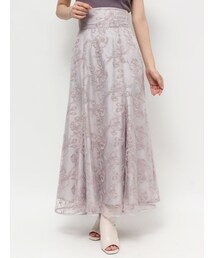 MERCURYDUO | ラインフラワーバックレースアップ刺繍スカート(スカート)