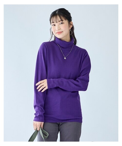 nissen（ニッセン）の「大きいサイズ 優しい肌触りの定番タートルネックセーター（ニット/セーター・レディース・オフホワイト/杢グレー/黒/コバルトブルー/セルリアンブルー/モカ/パープル・L/LL/3L/4L/5L/6L/8L/10L）」の7枚目の写真
