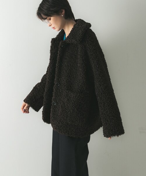 URBAN RESEARCH（アーバンリサーチ）の「ECOPELカーリーファーコート（テーラードジャケット・レディース・IVORY/D.BROWN・FREE）」の20枚目の写真