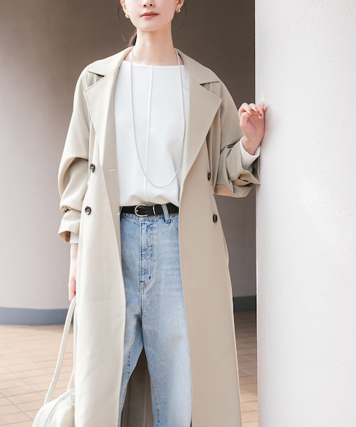 URBAN RESEARCH(アーバンリサーチ)の「『撥水/UVカット』ドロストトレンチコート(ステンカラーコート・レディース・GREGE/BEIGE/BLACK・36/38)」の3枚目の写真