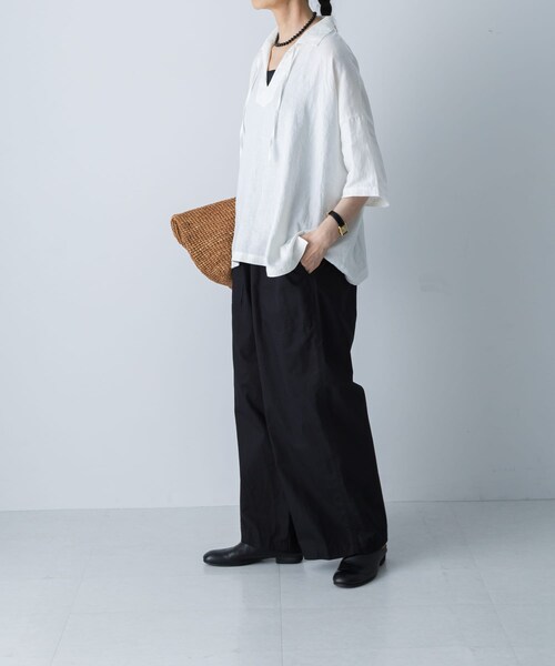 かぐれ（カグレ）の「リネンスキッパーシャツ（シャツ/ブラウス・レディース・OFF/BLACK/MINT・Free）」の6枚目の写真