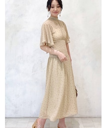 MERCURYDUO | ドットシャーリングプリーツバックリボンワンピース(ワンピース)