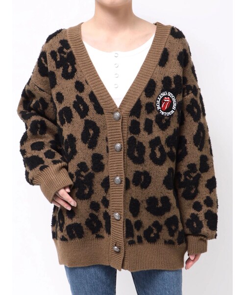 EVRIS（エヴリス）の「【ザ・ローリング・ストーンズ】Vネックカーディガン（カーディガン/ボレロ・レディース・グレー/ブラウン・F）」の5枚目の写真