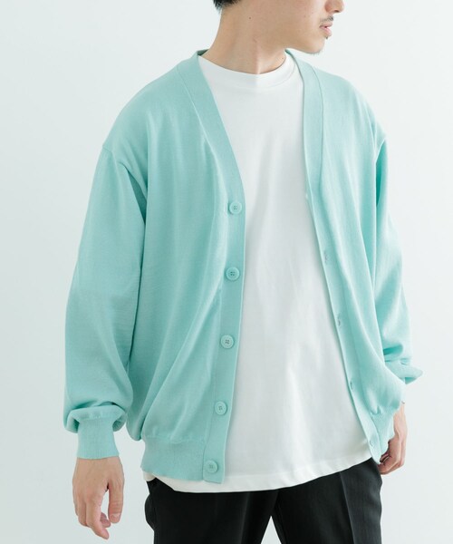 ITEMS URBANRESEARCH（アイテムズ アーバンリサーチ）の「ハイゲージ天竺ニット カーディガン（カーディガン/ボレロ・メンズ・MNT/BLK・M/L）」の21枚目の写真