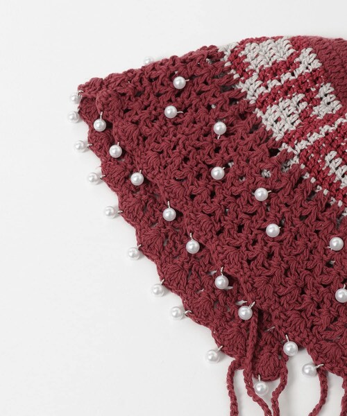 THE GOODLAND MARKET（ザグッドランドマーケット）の「old honey　58℃ KNIT CAP（ニットキャップ/ビーニー・レディース・BLACK/RED・Free）」の12枚目の写真