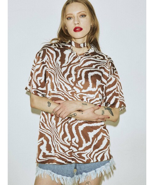 jouetie（ジュエティ）の「BIGカラータイブラウス（シャツ/ブラウス・レディース・グリーン/ピンク/ミックス/アイボリー/ブラック/ダークミックス・M）」の11枚目の写真