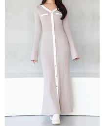 MERCURYDUO | バイカラーリブマーメイドニットワンピース(ワンピース)