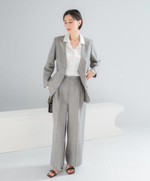 URBAN RESEARCH ROSSO（アーバンリサーチロッソ）の「ラメリネンストライプワイドパンツ（その他パンツ・レディース・BEIGE/CHARCOAL・36/38）」の8枚目の写真