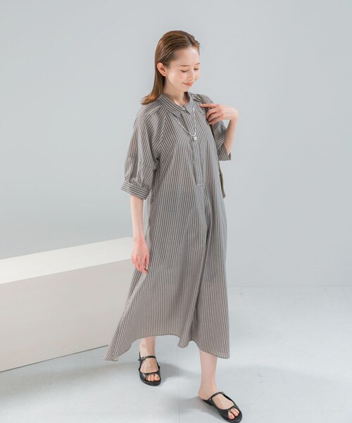 URBAN RESEARCH ROSSO（アーバンリサーチロッソ）の「『WEB限定』イージーリネンシャツワンピース（ワンピース・レディース・BRN/ST/NAVY/BRN/ST-1・Free）」の9枚目の写真