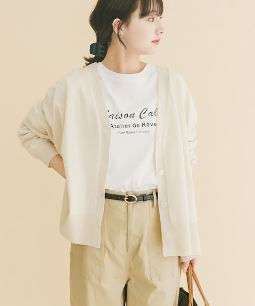 ITEMS URBANRESEARCH(アイテムズ アーバンリサーチ)の「『UVカット/洗濯可』Vネックオーバーカーディガン(楽着シリーズ)(ニット/セーター・レディース・OFF/RED/BEG/BLK・Free)」の1枚目の写真