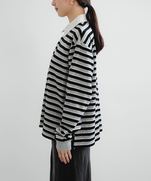 URBAN RESEARCH（アーバンリサーチ）の「『UR TECH』ベロアボーダーラガーシャツ（Tシャツ/カットソー・レディース・CHERRY RED/GRAY・FREE）」の13枚目の写真