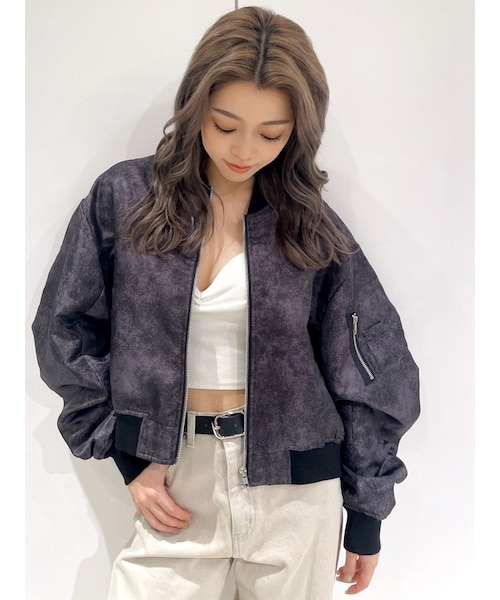 GYDA（ジェイダ）の「PROCESSINGプリントMA1（MA-1・レディース・ブラック/カーキ・F）」の2枚目の写真