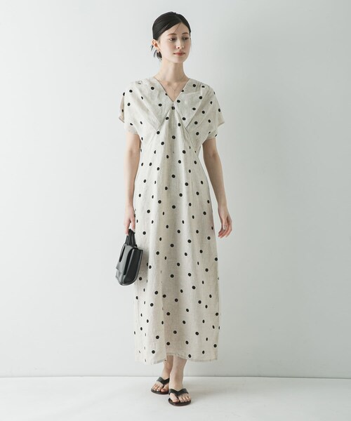 URBAN RESEARCH(アーバンリサーチ)の「フレンチスリーブリネンワンピース(ワンピース・レディース・BEIGE DOT/BEIGE/BLACK・36/38)」の19枚目の写真