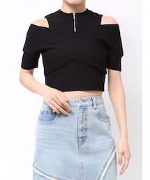 MURUA | ZIPカシュクールハーフニット(ニット/セーター)