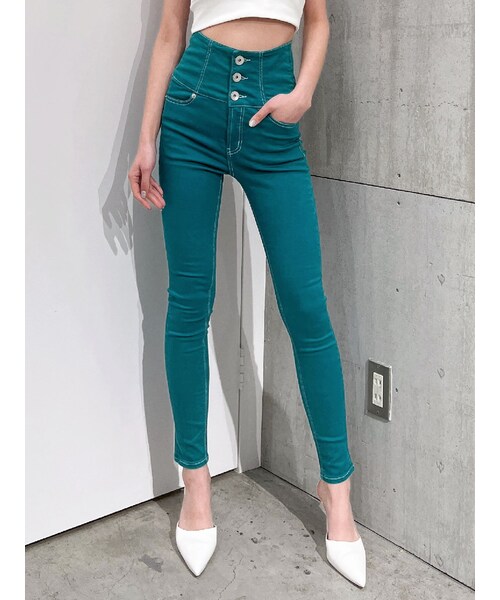 GYDA（ジェイダ）の「ハイウエストボタンカラーパンツ（その他パンツ・レディース・レッド/グリーン・F/XS/S/M）」の11枚目の写真