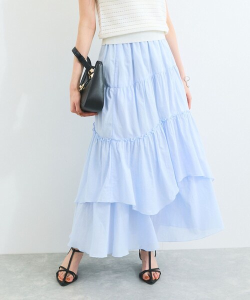 VIS（ビス）の「ボイルティアードスカート（スカート・レディース・ダークブラウン/ブルー系・F）」の3枚目の写真