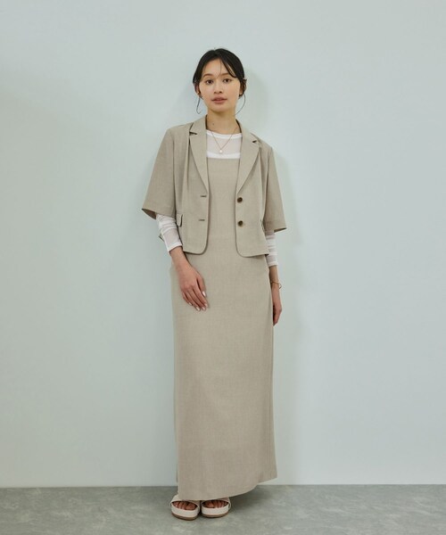 ROPE'（ロペ）の「【洗える】リネンライクコンパクトジャケット/セットアップ対応【WEB・一部店舗限定】（テーラードジャケット・レディース・グレー/ベージュ系・36/38）」の9枚目の写真