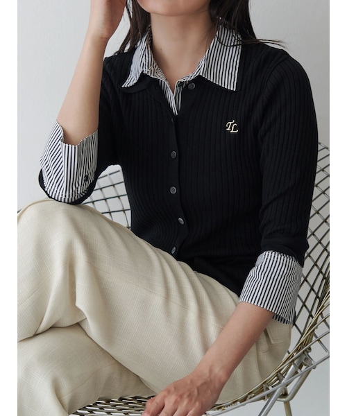 TONAL（トーナル）の「シャツドッキング2WAYリブニット（ニット/セーター・レディース・グレー/ブラック/ブラウン・M）」の10枚目の写真