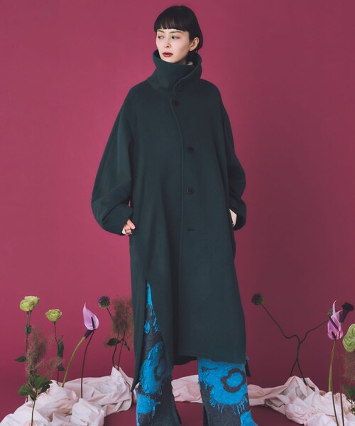 THE GOODLAND MARKET（ザグッドランドマーケット）の「cwtch　WOOL LONG COAT（ステンカラーコート・レディース・GREEN/BLACK/OAT・FREE）」の17枚目の写真