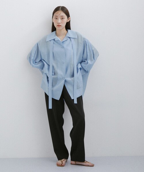 ADAM ET ROPE'（アダムエロペ）の「セルロースリネンオーバーシャツ（シャツ/ブラウス・レディース・ブラック/サックス/クリーム/ホワイト系・F）」の13枚目の写真