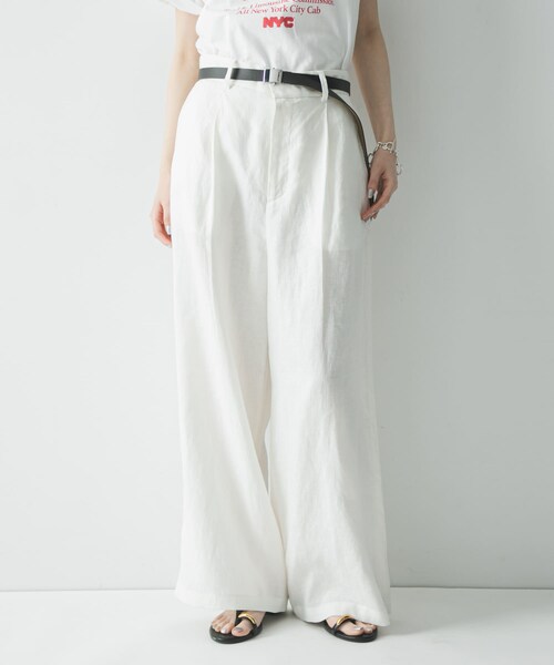 URBAN RESEARCH（アーバンリサーチ）の「『3サイズ展開』リネンイージーワイドスラックス（その他パンツ・レディース・OFF WHITE/BLACK/AMBER・36/38/40）」の13枚目の写真