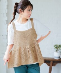 nissen | 2点セット（カギ針編風キャミソール＋Tシャツ）(キャミソール)