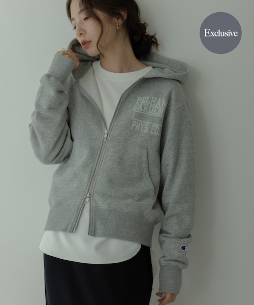 URBAN RESEARCH Sonny Label（アーバンリサーチサニーレーベル）の「『別注』Champion×Sonny Label　スウェットジップフーディー（パーカー・レディース・オフブラック/ヘザーグレー/オートミール・one）」の2枚目の写真